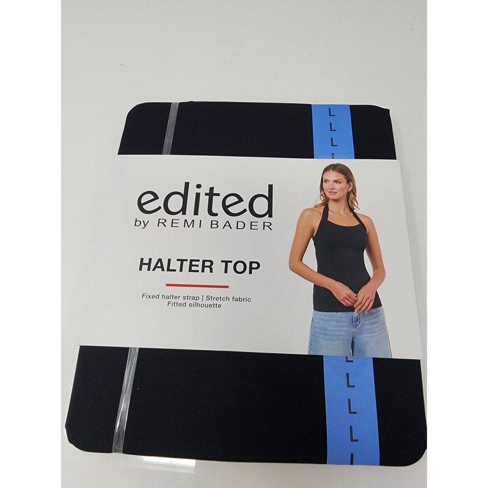 Edited by Remi Bader Womens Halter Top Black Nylon Blend Casual Size Large